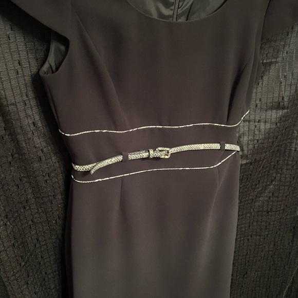 Tahari Black Dress with Silver Belt Accent - Picture 1 of 4